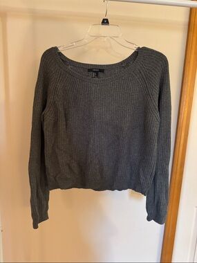 Forever 21 Dark Gray Ribbed Crewneck Sweater